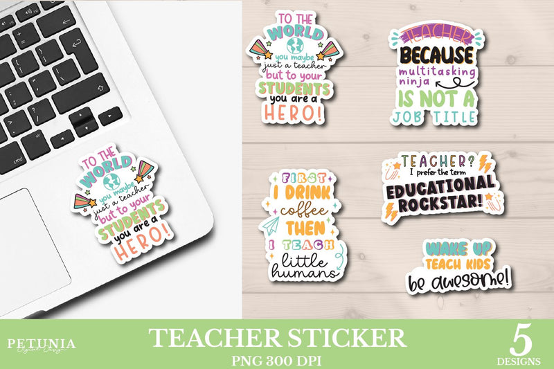 Funny Teacher Stickers | Printable Stickers Bundle - So Fontsy