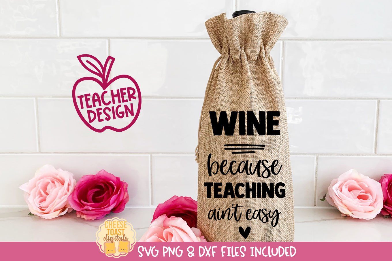 Download Funny Teacher Wine Bag Svg Wine Because Teaching Ain T Easy So Fontsy