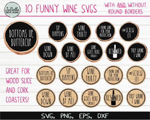 Download Funny Wine Svg Bundle For Coasters So Fontsy