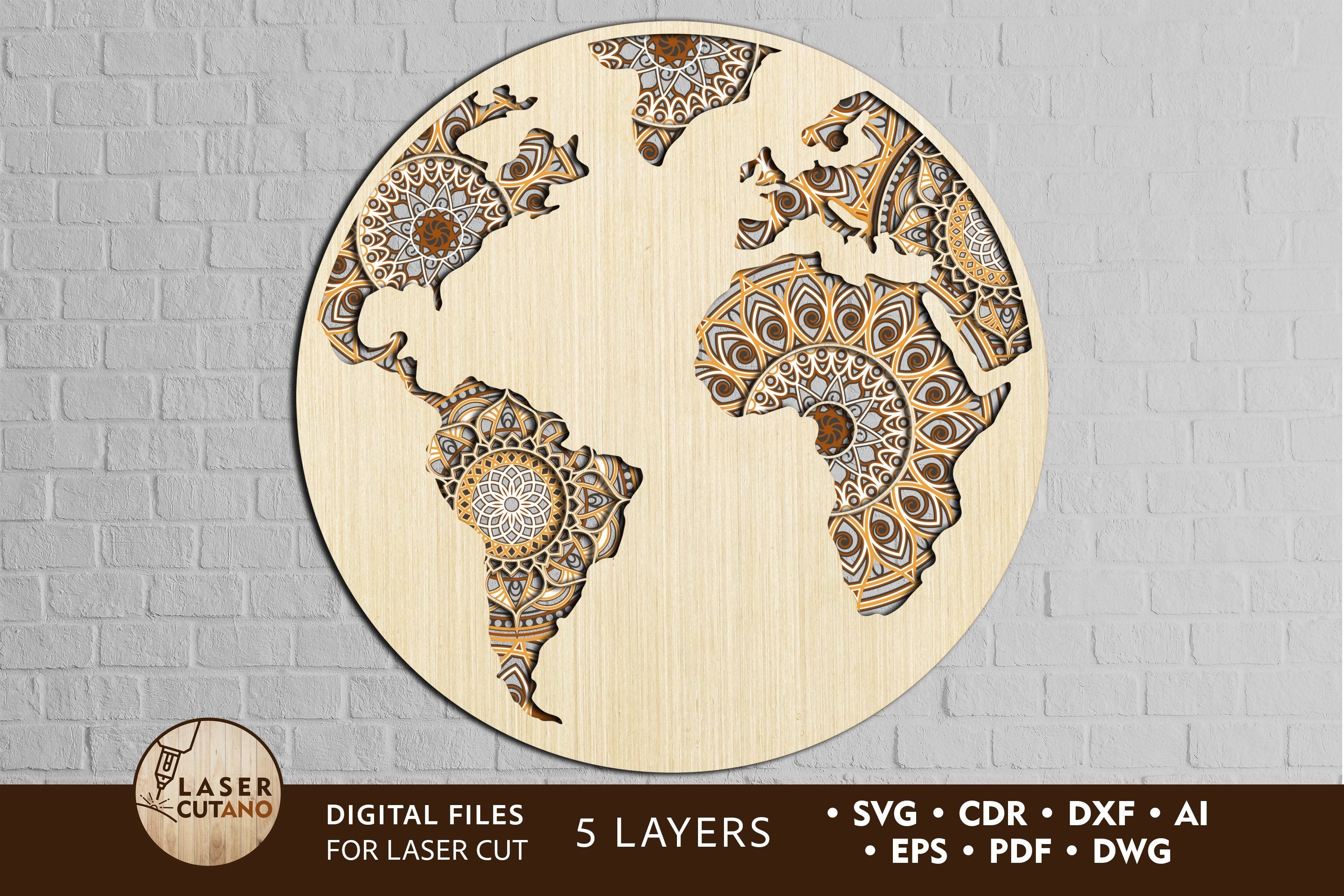 Download Globe Multilayer Laser Cut File For Laser Cut Cricut Cnc Machines So Fontsy