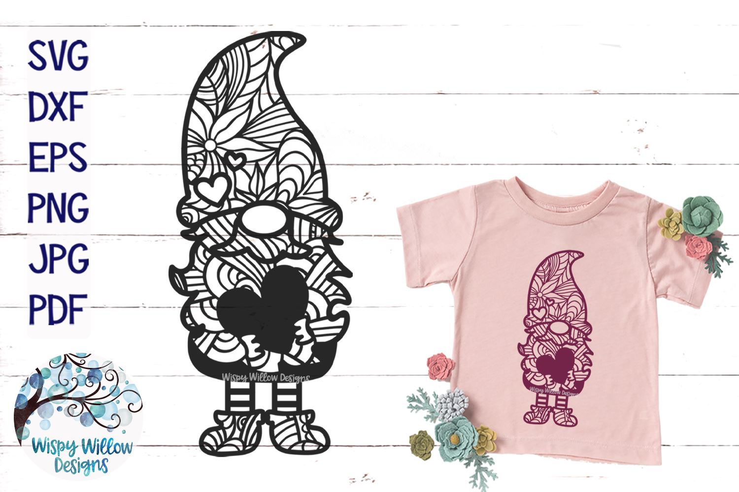 Download Gnome With Heart Zentangle Svg Gnome Mandala Svg So Fontsy