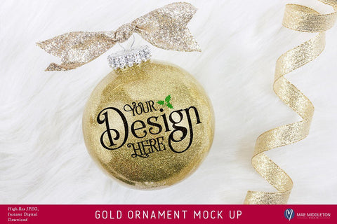 Download Gold Glitter Ball Ornament Christmas Holiday Mockup So Fontsy