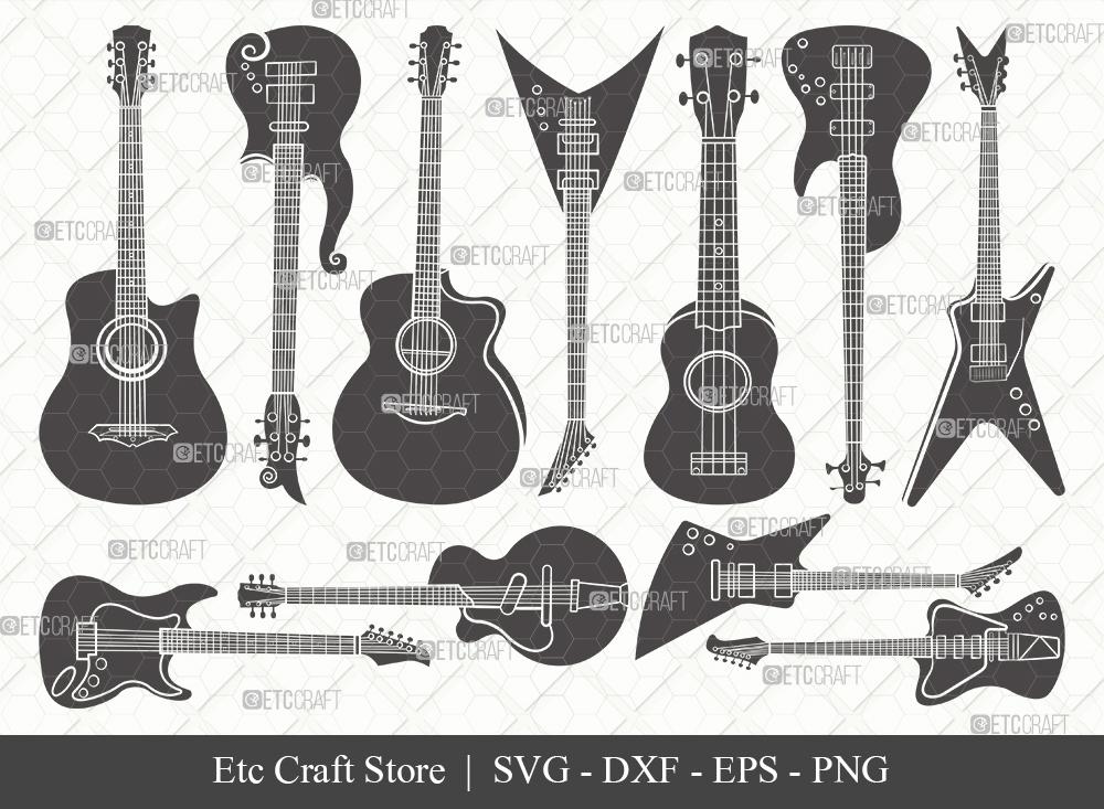 Download Guitar Silhouette Svg Cut File Electric Guitar Svg Guitar Svg Guitar Wall Svg Musical Instrument Eps Dxf Png So Fontsy