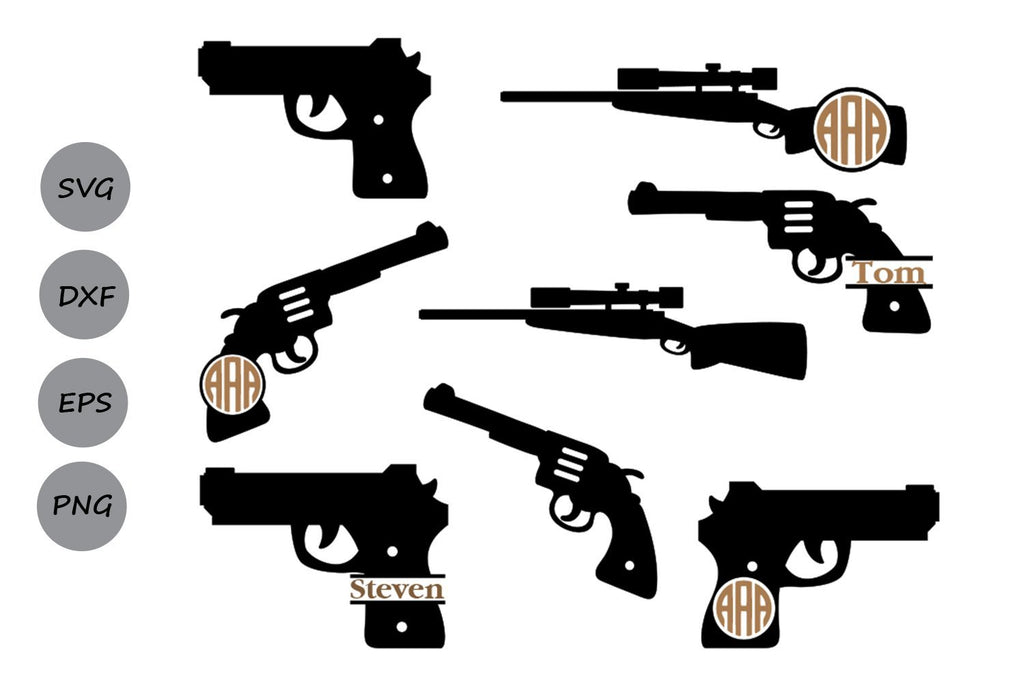 Download Gun Monogram| Shooting Gun SVG Cut Files - So Fontsy