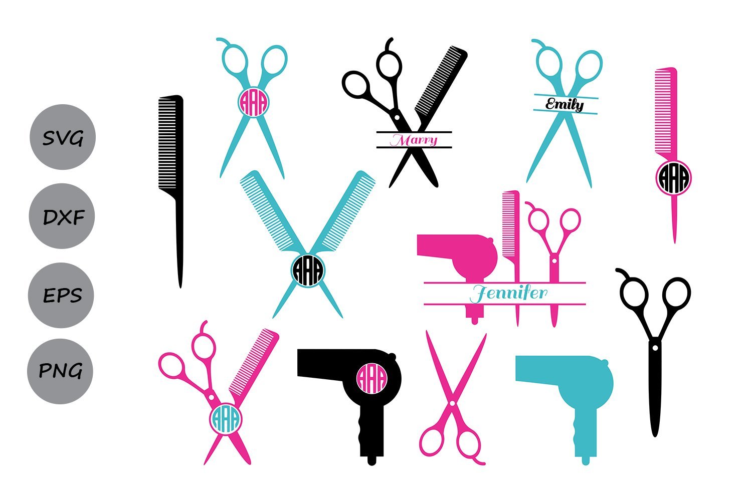 Download Hairdresser Monogram Hairdresser Svg Cut Files So Fontsy