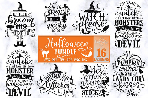 Download Halloween Bundle Of 16 Designs Svg Cricut Silhouette Svg Png Sublimation Funny Halloween Witch Party Decorations So Fontsy