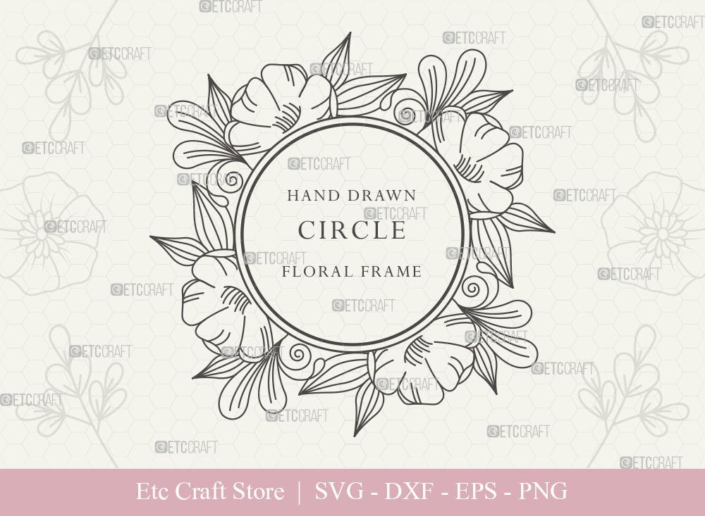 Download Hand Drawn Circle Floral Frame Svg Cut Files Flower Wreath Svg Wedding Monogram Svg Circle Frame Floral Text Logo Frame Cff006 So Fontsy