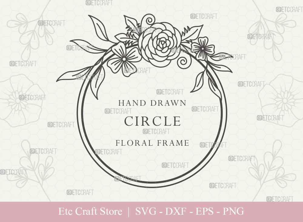 Download Hand Drawn Circle Floral Frame SVG Cut Files | Flower ...