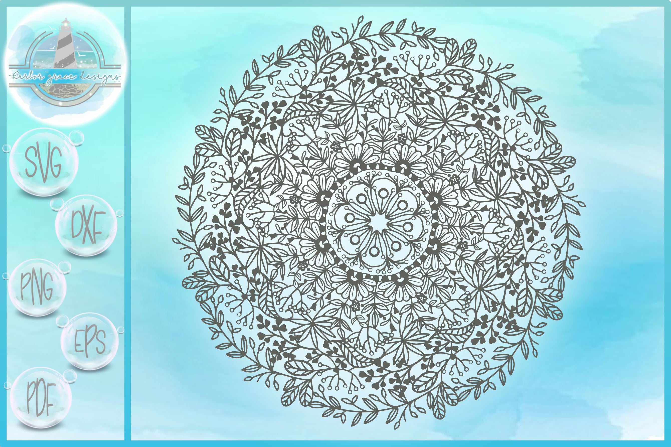 Download Hand Drawn Line Art Flower Floral Leaves Mandala Zentangle Svg So Fontsy