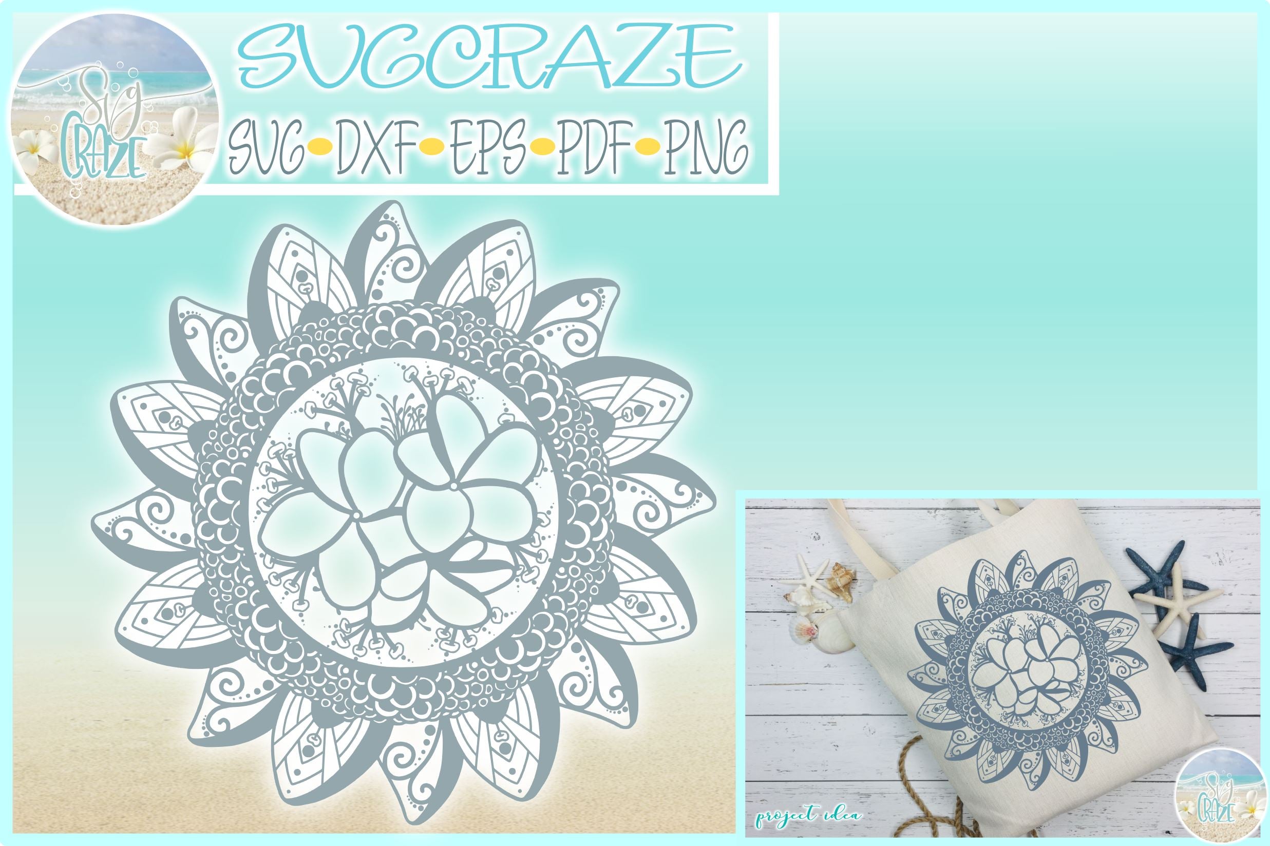 Download Hand Drawn Plumeria Mandala Zentangle Svg Dxf Eps Png Pdf So Fontsy