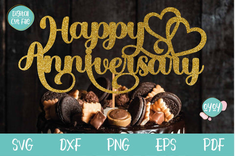 Download Happy Anniversary Cake Topper Svg Wedding Anniversary Svg So Fontsy