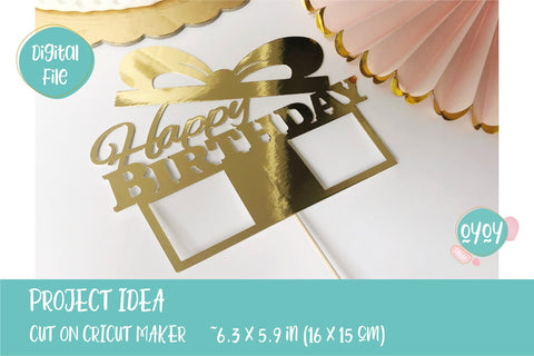 Download Happy Birthday Cake Topper Svg With Gift And Ribbon So Fontsy