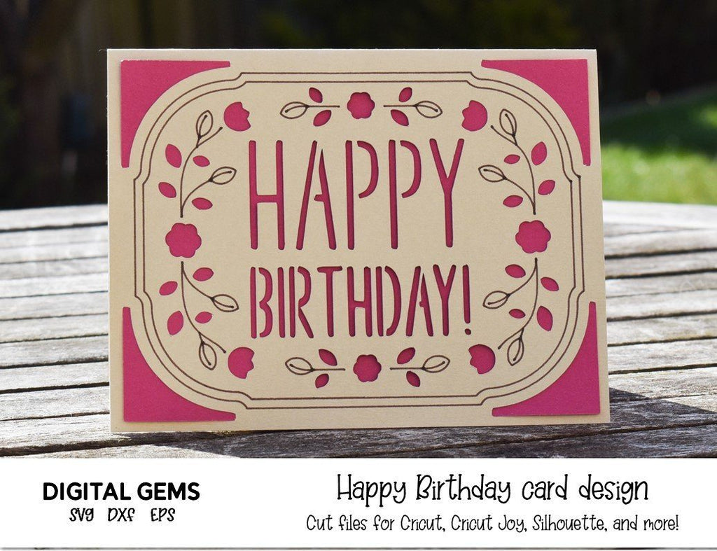 Download Happy Birthday flower card design. Cricut Joy design. - So ...
