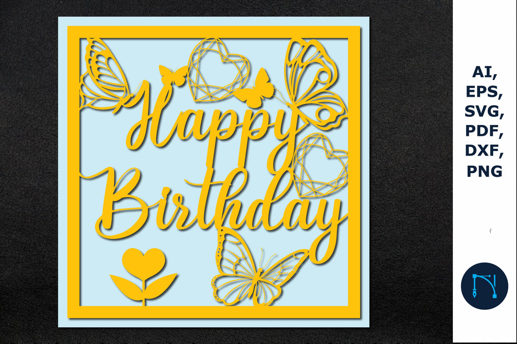 Happy Birthday Greeting Card SVG file - So Fontsy