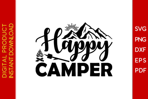 Happy Camper Camping SVG PNG PDF Cut Files - So Fontsy