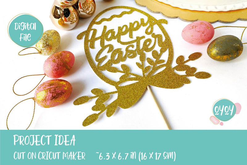 Happy Easter SVG | Easter Cake Topper SVG - So Fontsy