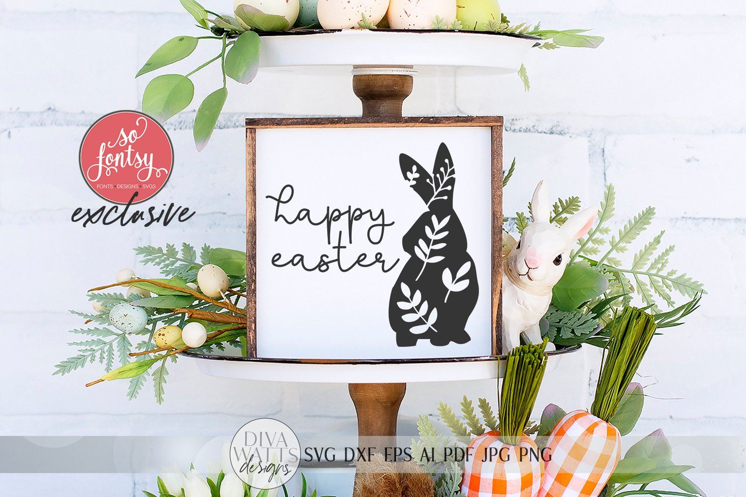 Download Happy Easter Svg Farmhouse Sign Svg Easter Bunny Svg So Fontsy Exclusive