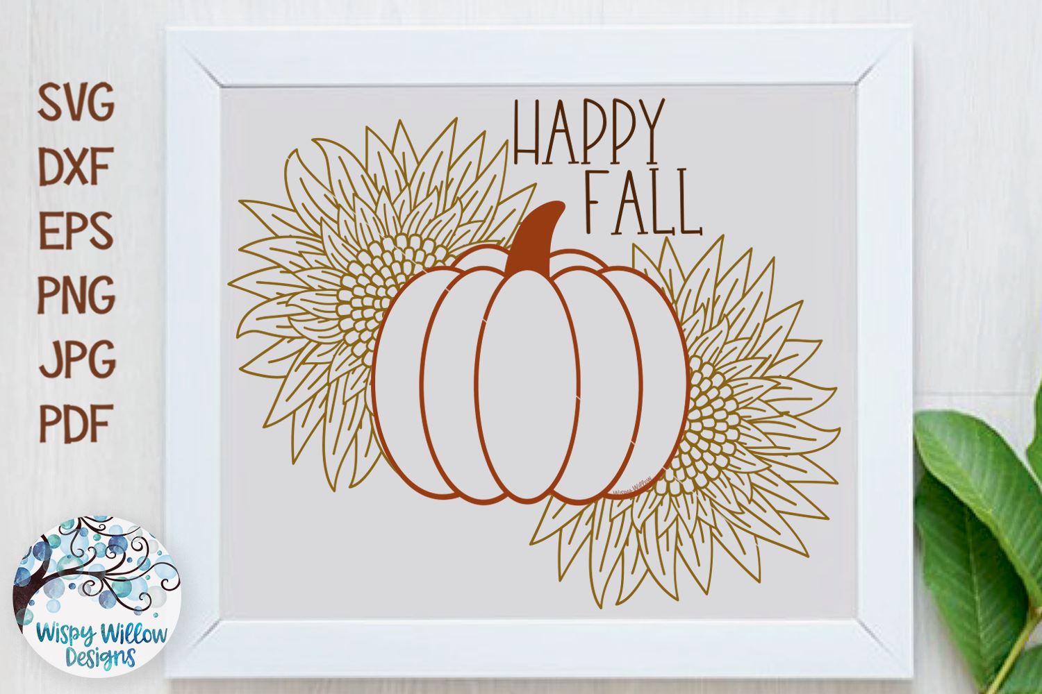 Happy Fall Pumpkin With Sunflower Svg So Fontsy