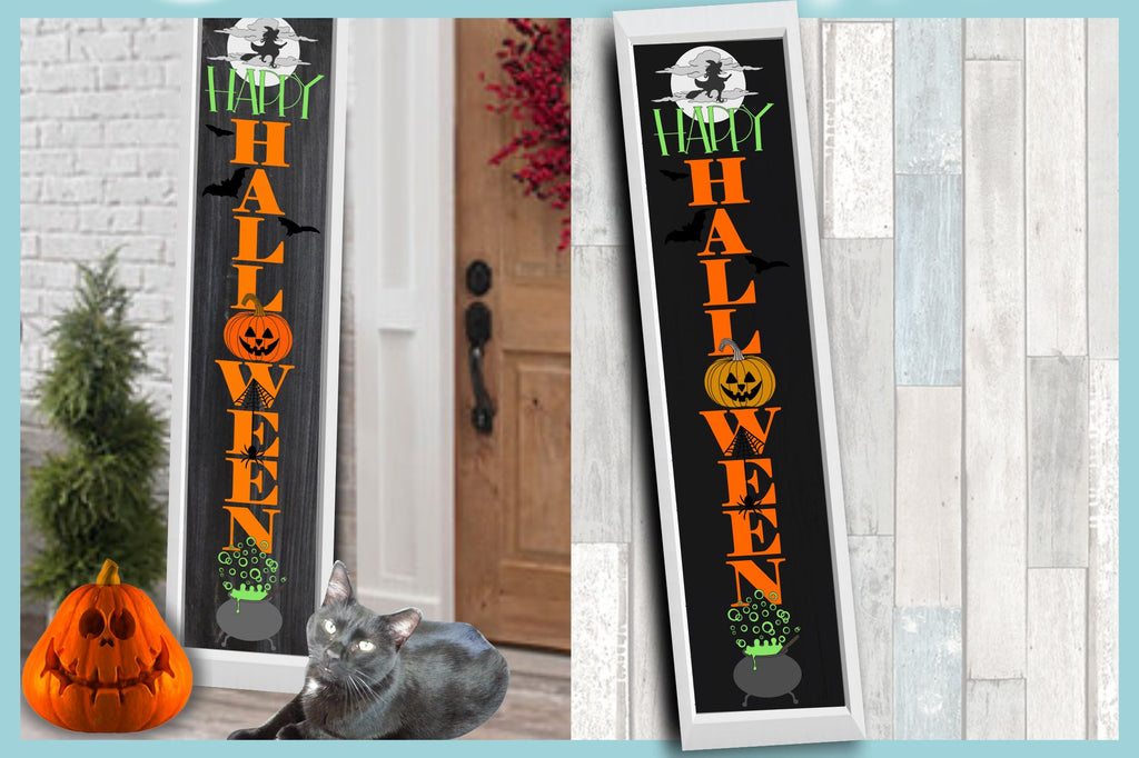 Happy Halloween Tall Vertical Front Porch Sign Quote SVG - So Fontsy