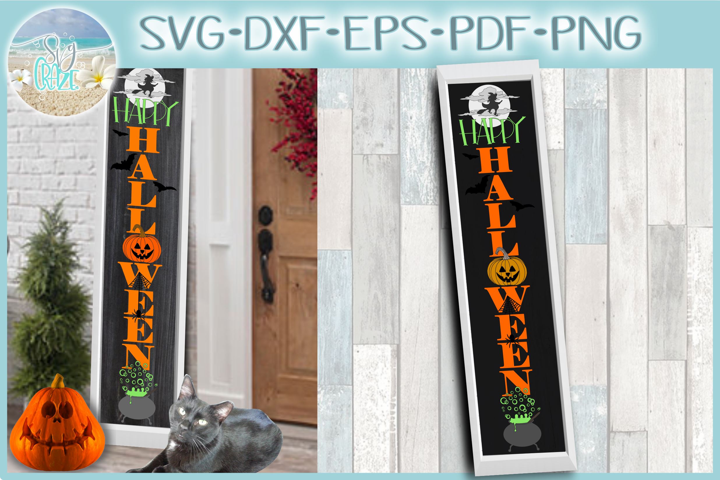 Download Happy Halloween Tall Vertical Front Porch Sign Quote Svg So Fontsy