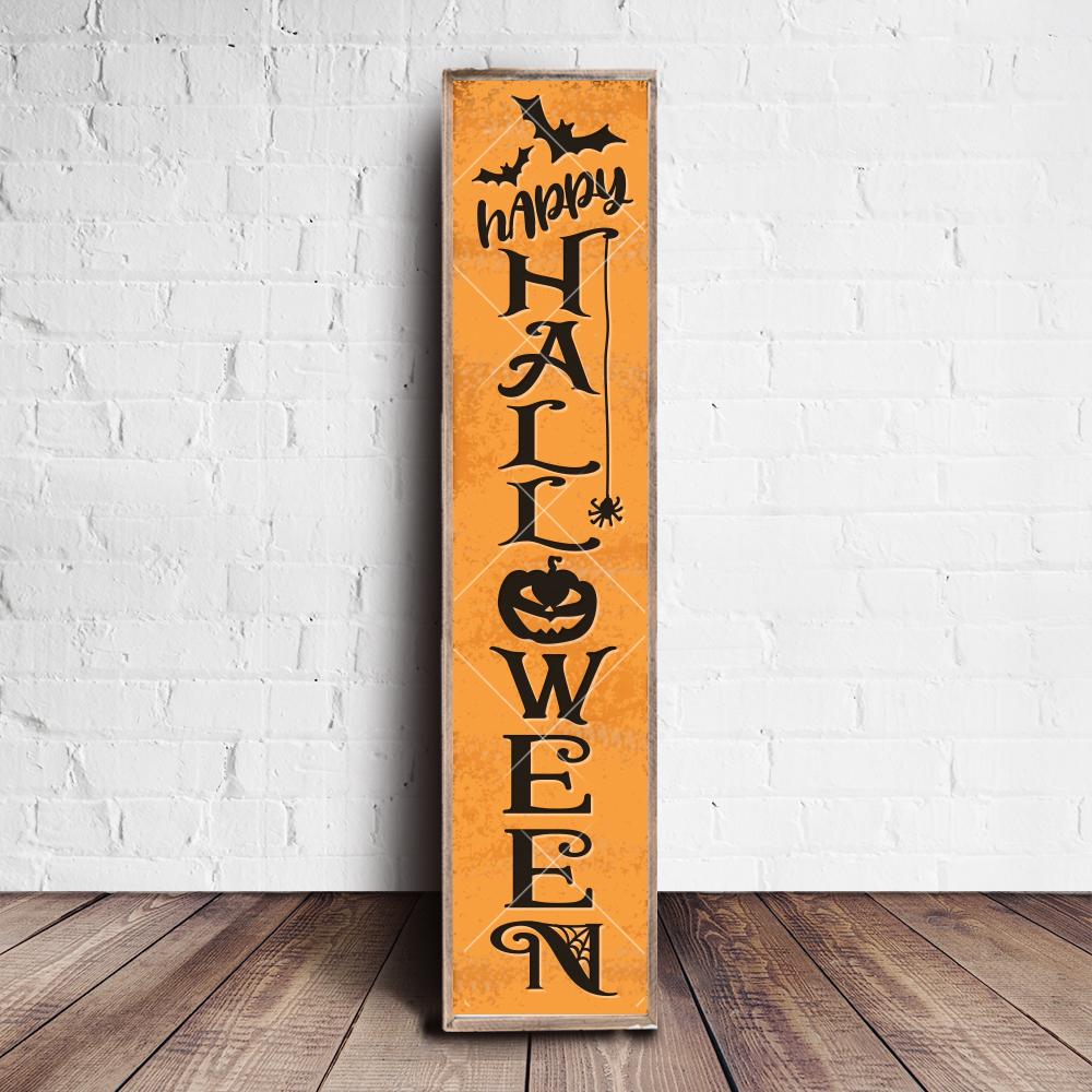 Download Happy Halloween Vertical Svg File For Front Door Wood Sign So Fontsy