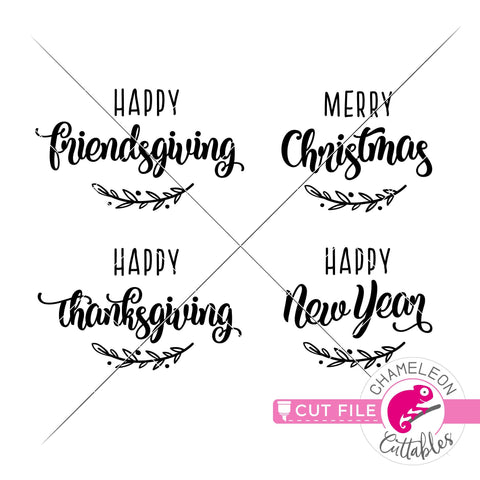 Download Happy Holiday Bundle Friendsgiving Thanksgiving Christmas New Year Svg Png Dxf So Fontsy