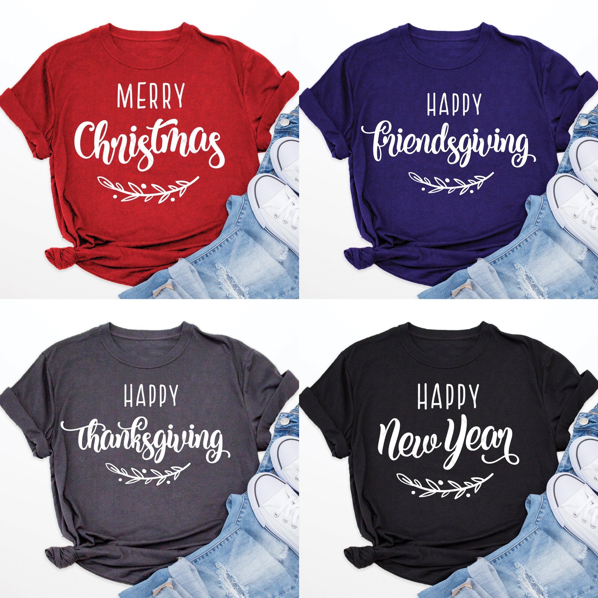 Download Happy Holiday Bundle Friendsgiving Thanksgiving Christmas New Year Svg Png Dxf So Fontsy