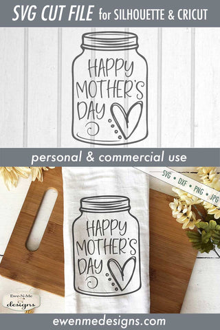 Download Happy Mothers Day Heart Mason Jar Svg So Fontsy