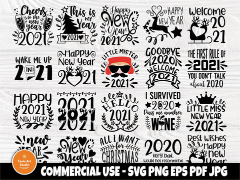 Happy New Years Svg Bundle Hello 2021 Svg 2020 So Fontsy