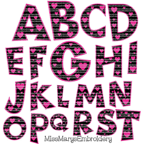 Download Heart Letters Layered So Fontsy