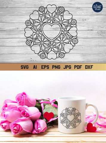 Download Heart Mandala Svg With Flowers Love Circle And Split Monogram Svg 5 Designs So Fontsy