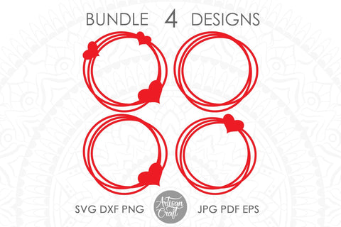 Download Heart Monogram Frame Messy Circles So Fontsy