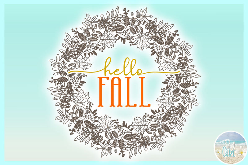 Download Hello Fall Leaf Wreath Autumn Mandala SVG - So Fontsy