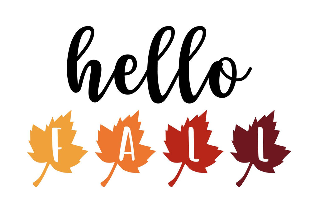 Hello Fall Sign with Leaves SVG | Fall Sign SVG | Autumn Decor - So Fontsy