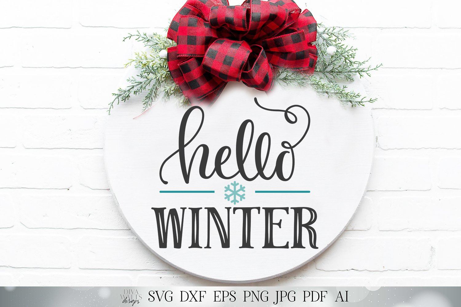 Download Hello Winter Svg Farmhouse Round Sign Svg Welcome Svg Dxf And More Printable So Fontsy