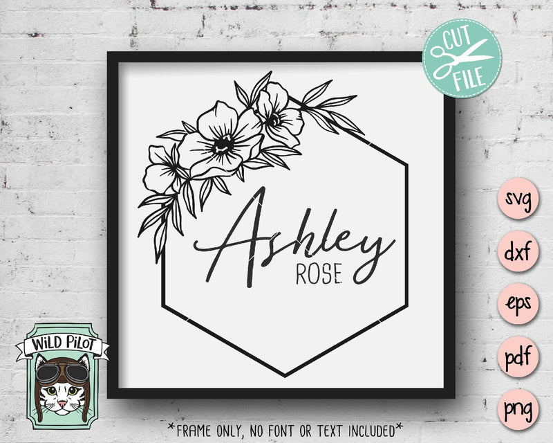 Download Hexagon Floral Monogram Frame SVG Cut File - So Fontsy