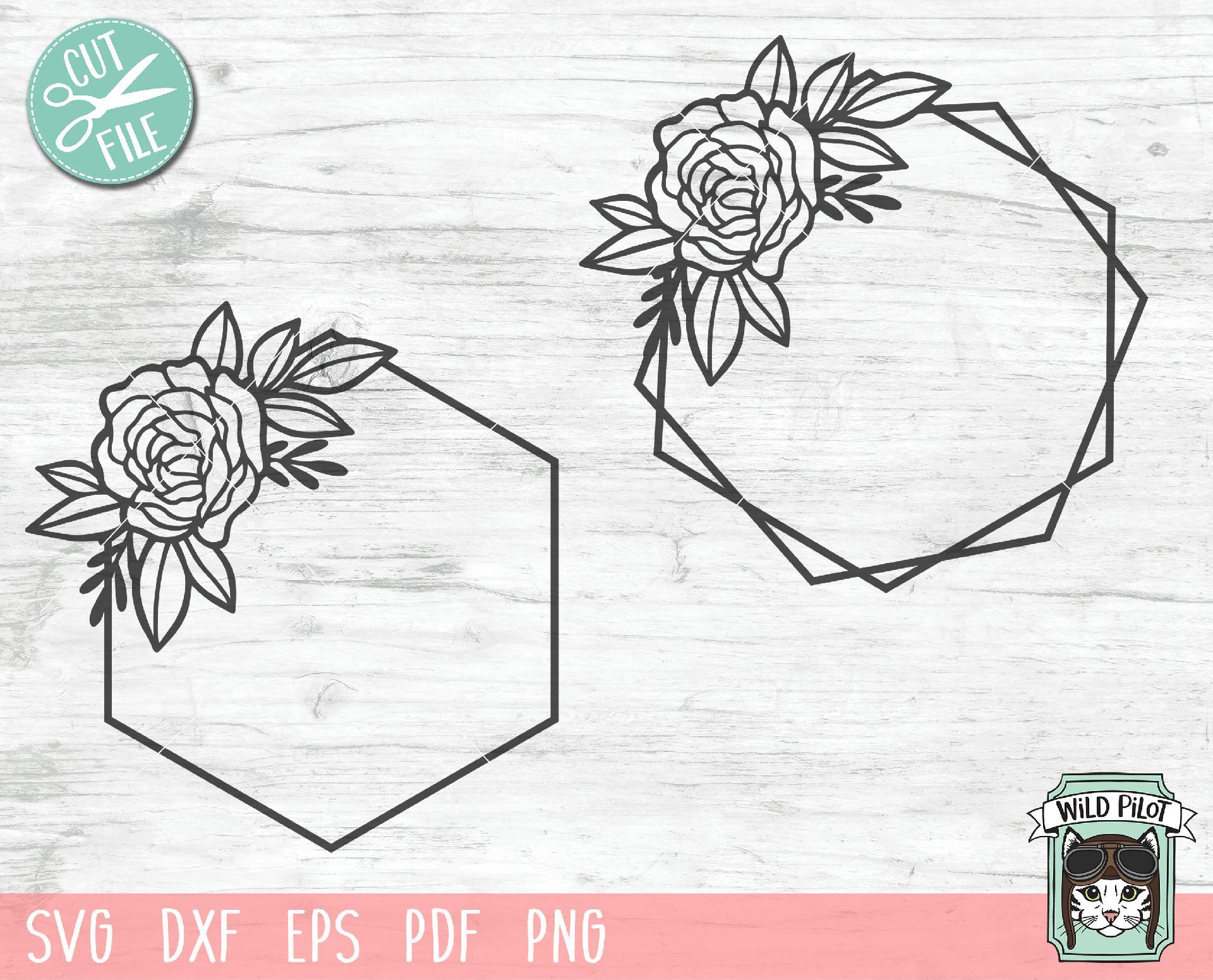 Hexagon Flower Monogram Frame Svg Cut File So Fontsy