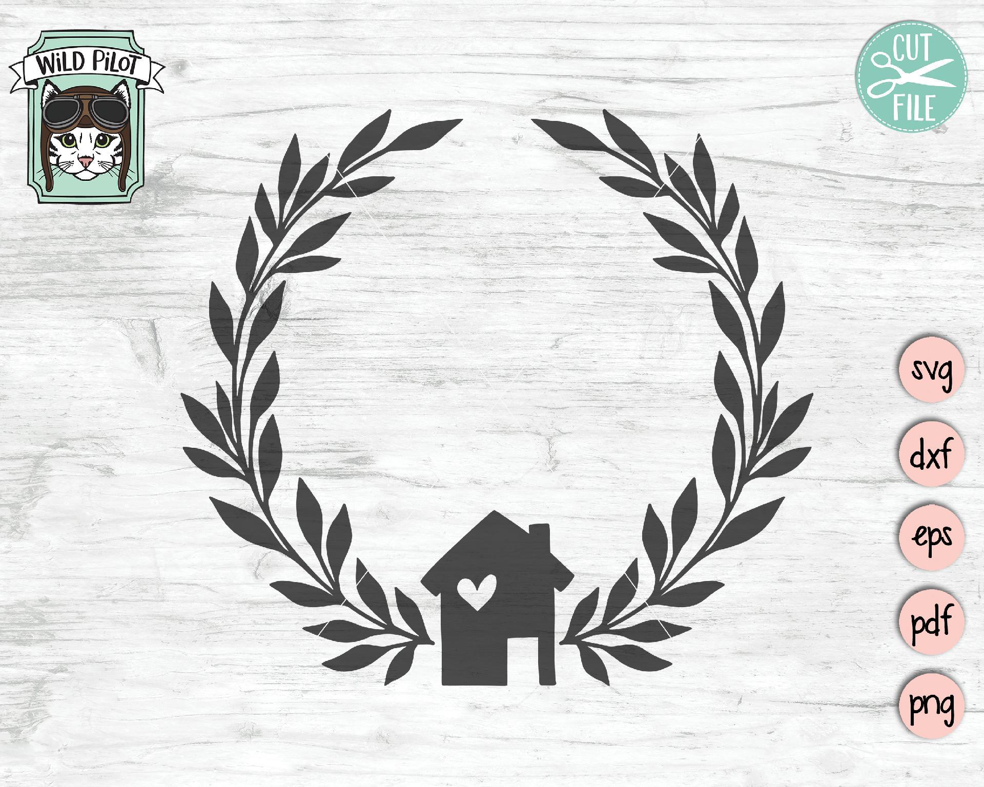 Download Home Leaf Wreath Monogram Frame Svg Cut File So Fontsy