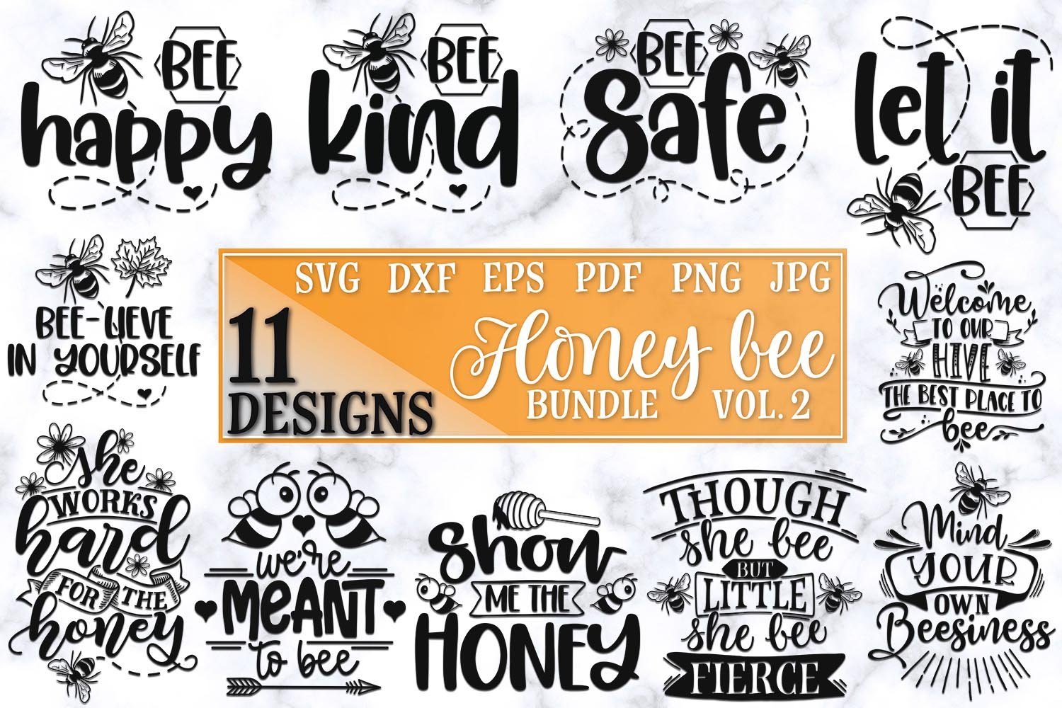 Download Honey Bee Bundle Vol 2 Of 11 Designs Svg Files For Cutting Machines Cricut Silhouette Sublimation Designs Bee Pun Svg Bee Happy Bee Kind So Fontsy
