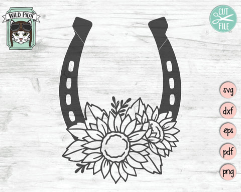 Download Horseshoe With Sunflowers Svg Cut File So Fontsy