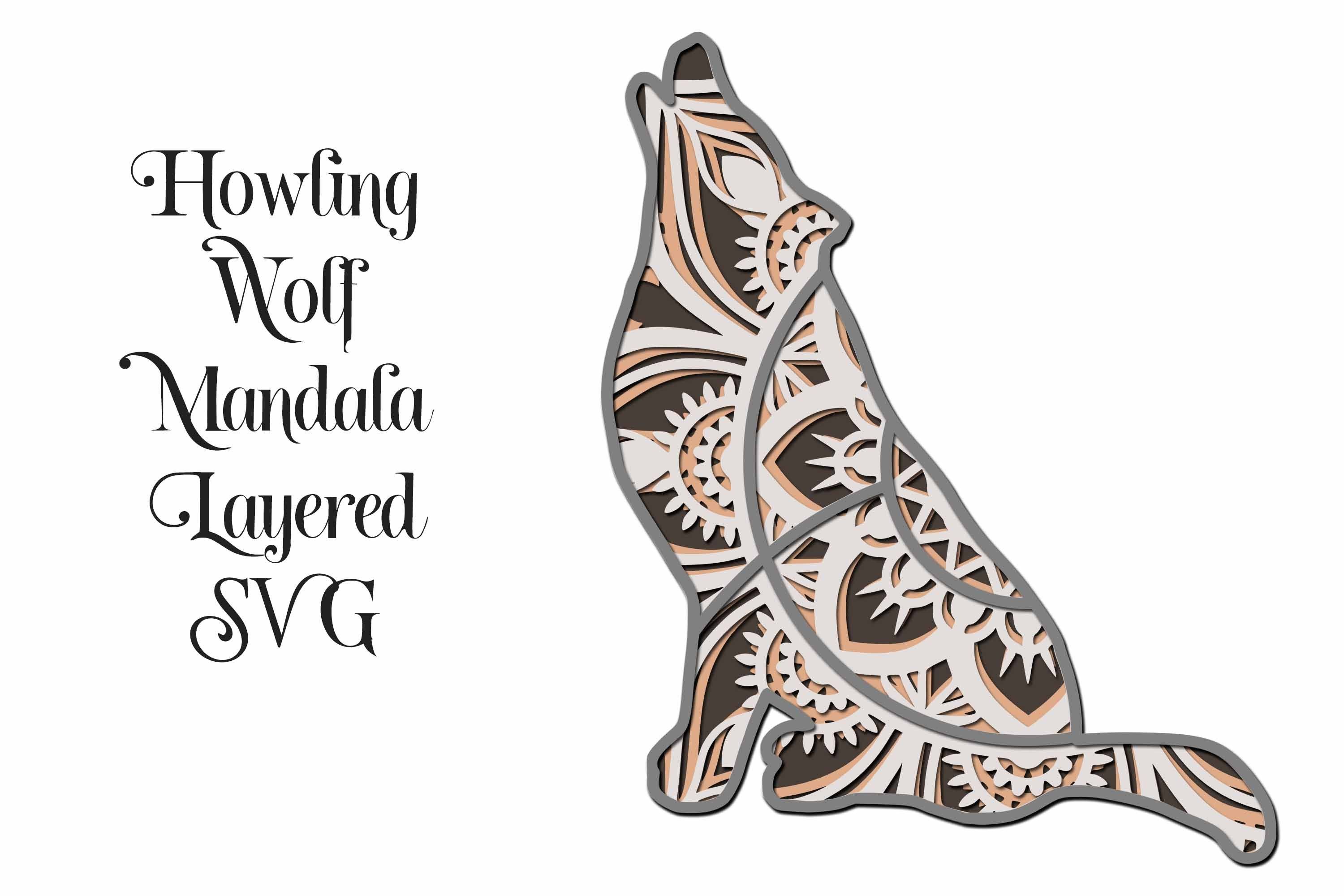 Download Howling Wolf Layered Svg Mandala So Fontsy