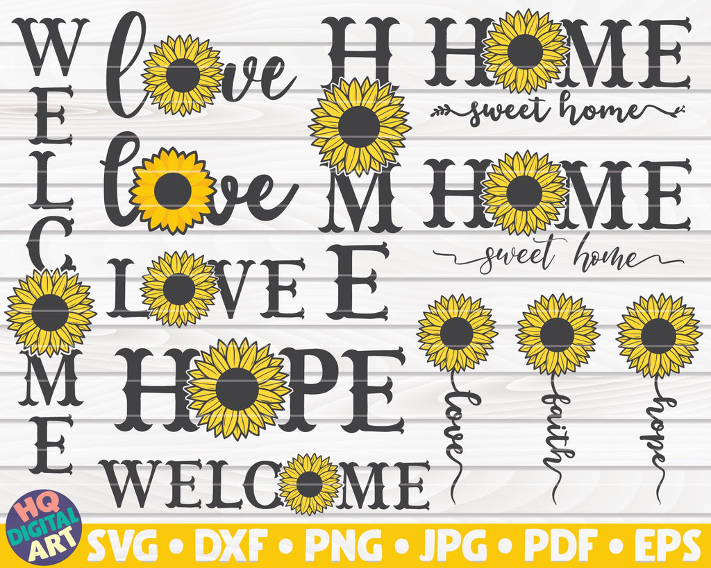 Download Huge Sunflower Bundle SVG | 60 designs | Monograms | Porch ...