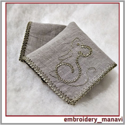 In the hoop embroidery design handkerchief with a mouse. Embroidery/Applique DESIGNS Embroidery Manavi 05 