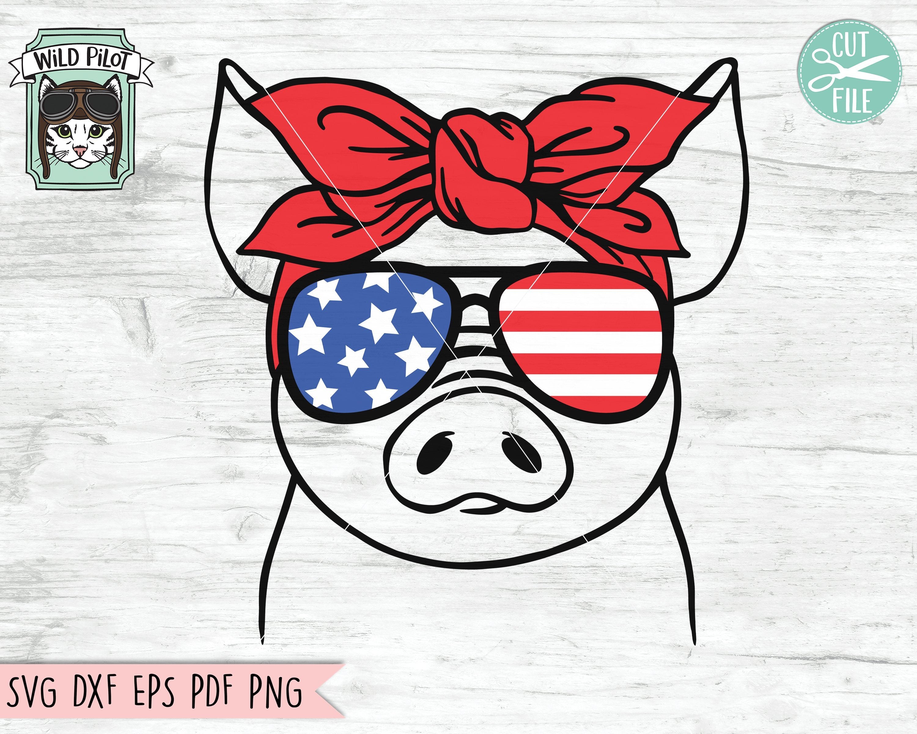 Download July 4th American Flag Pig With Bandana Svg Cut File So Fontsy