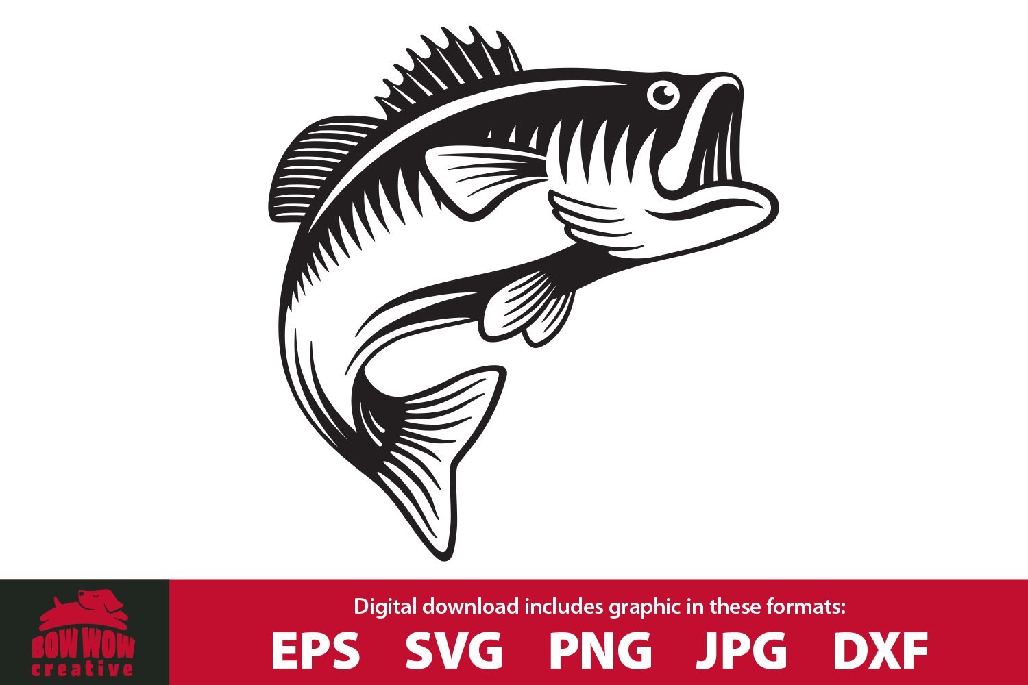 Jumping Bass Fish Fishing Cutting File And Clipart So Fontsy