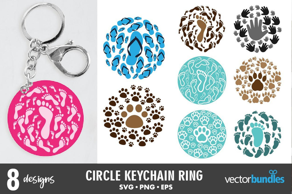 Keychain round svg bundle - So Fontsy