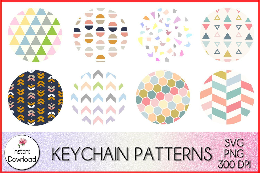 Keychain SVG, Keychain Patterns, Circle Keychain Template, Keychain Bundle - So Fontsy