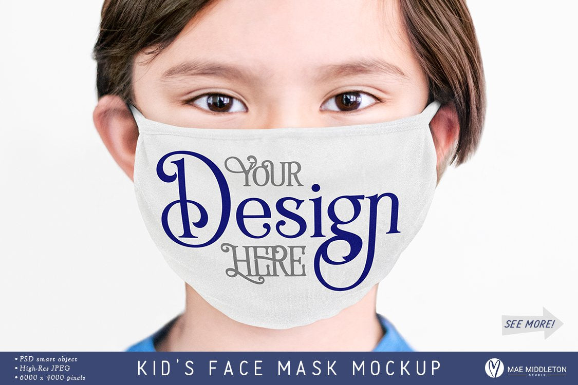 Download Kid S White Face Mask Mockup Psd Jpg So Fontsy