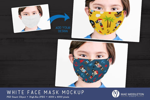 Download Kid S White Face Mask Mockup Psd Jpg So Fontsy