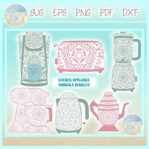 Download Kitchen Appliance Mandala Zentangle Bundle Svg So Fontsy